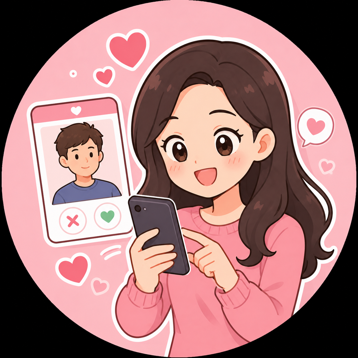 マッチングアプリで出会いを探すイメージ
